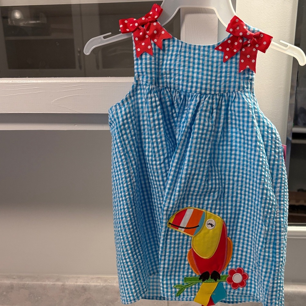 Emily Rose Blue Gingham Dress with Red Accents